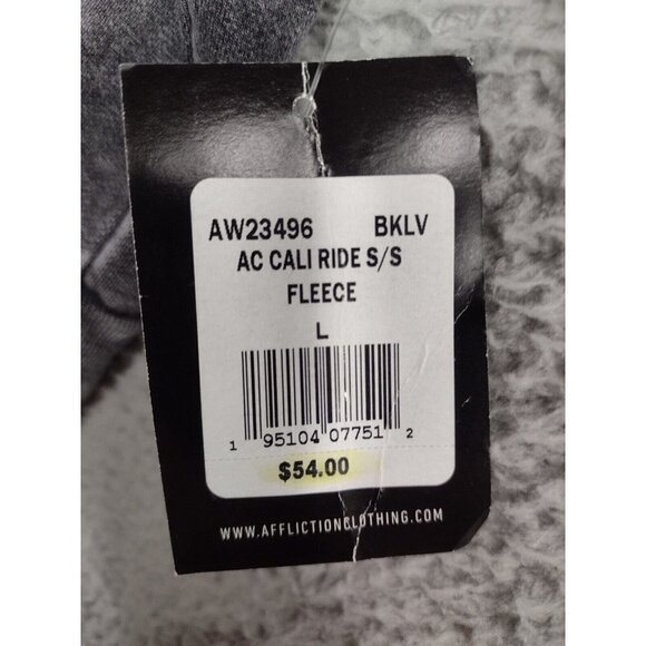 Affliction NEW AC Cali Ride Fleece Black Lava Wash Crop Top Sweatshirt Large - Picture 9 of 10